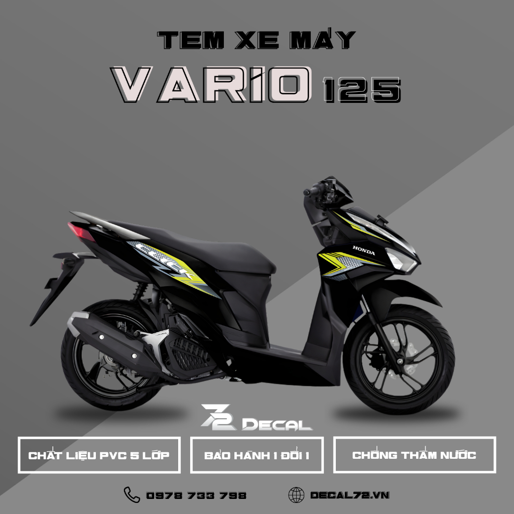 Tem Xe Vario 125 Sport Line | VR125-SL01 | Decal 72 | Tem Dán Xe Vario 125 Cao Cấp Chống Nước Bền Mà