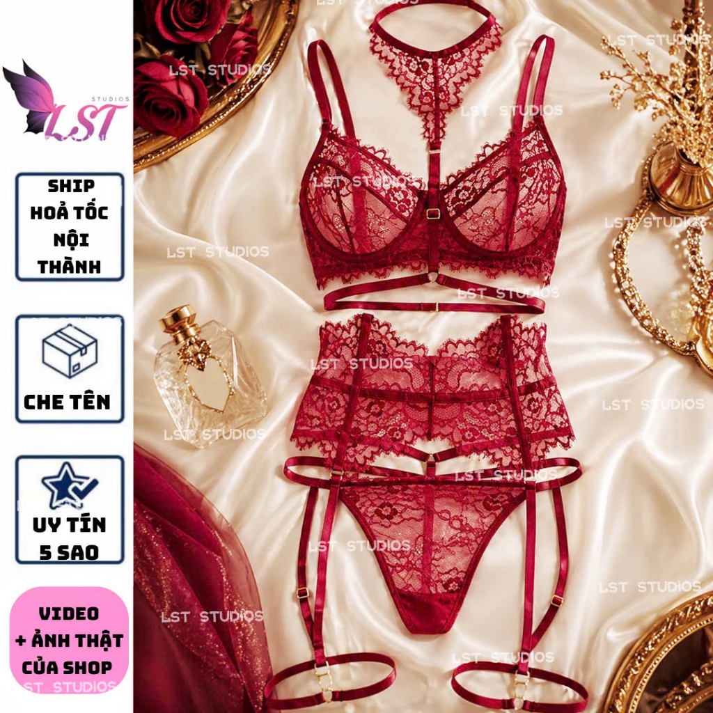 QR1234 Set Nội Y Ren Mỏng Kèm Gater Có Xương Tôn Eo Phong Cách Gợi Cảm Bí Ẩn CÓ BIGSIZE | BigBuy360 - bigbuy360.vn