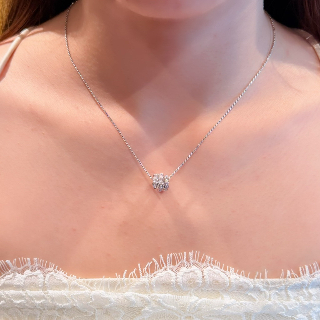 Dây chuyền bạc mặt Snake đính đá thiết kế LUXURY - MINA JEWELRY