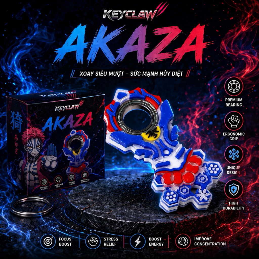 Keyrambit Akaza - Móc Khoá Xả Stress - Nhựa In 3D Cao Cấp - KeyClaw