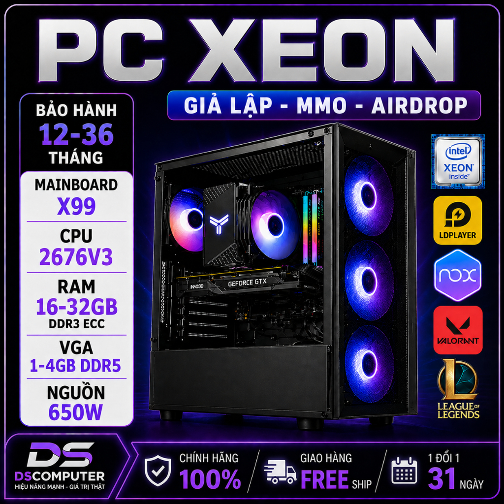 Case Máy tính bàn Xeon chuyên giả lập chạy tool cấu hình quốc dân | BigBuy360 - bigbuy360.vn