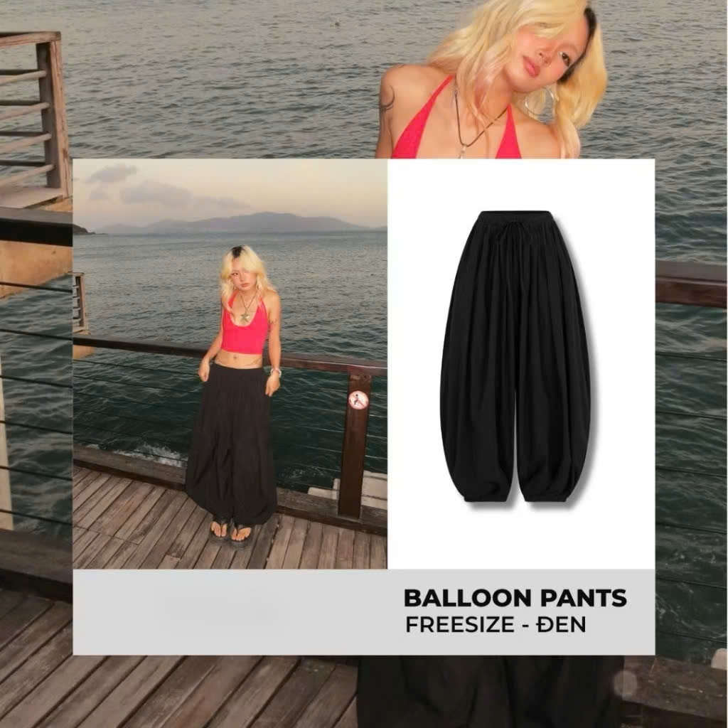 Quần Balloon Pants Nữ Cạp Chun Hari Ống Boom Bo Gấu Form Rộng Cá Tính Đi Biển Du Lịch Mùa Hè 47 | BigBuy360 - bigbuy360.vn