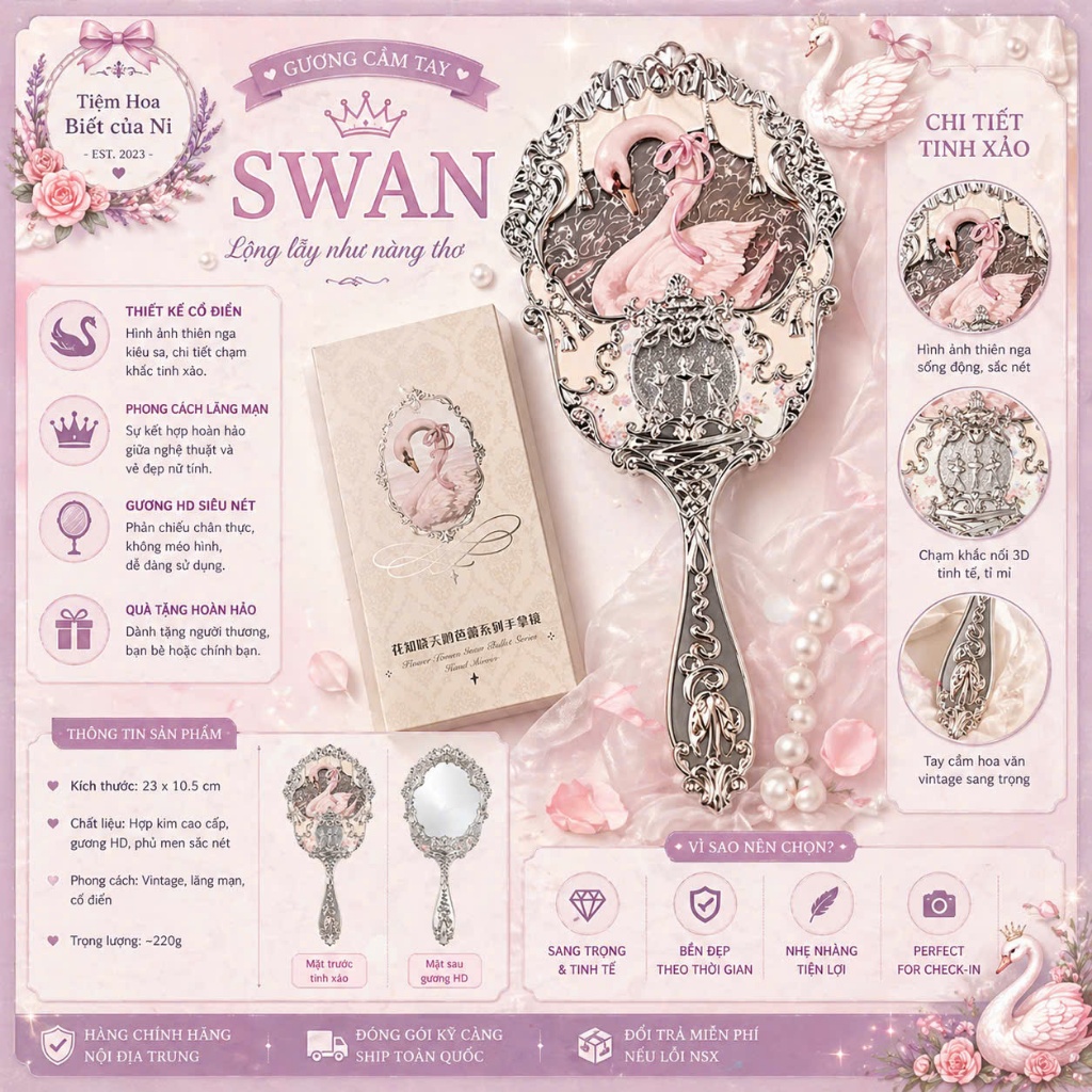 Sẵn_Flower Knows Gương Swan BE