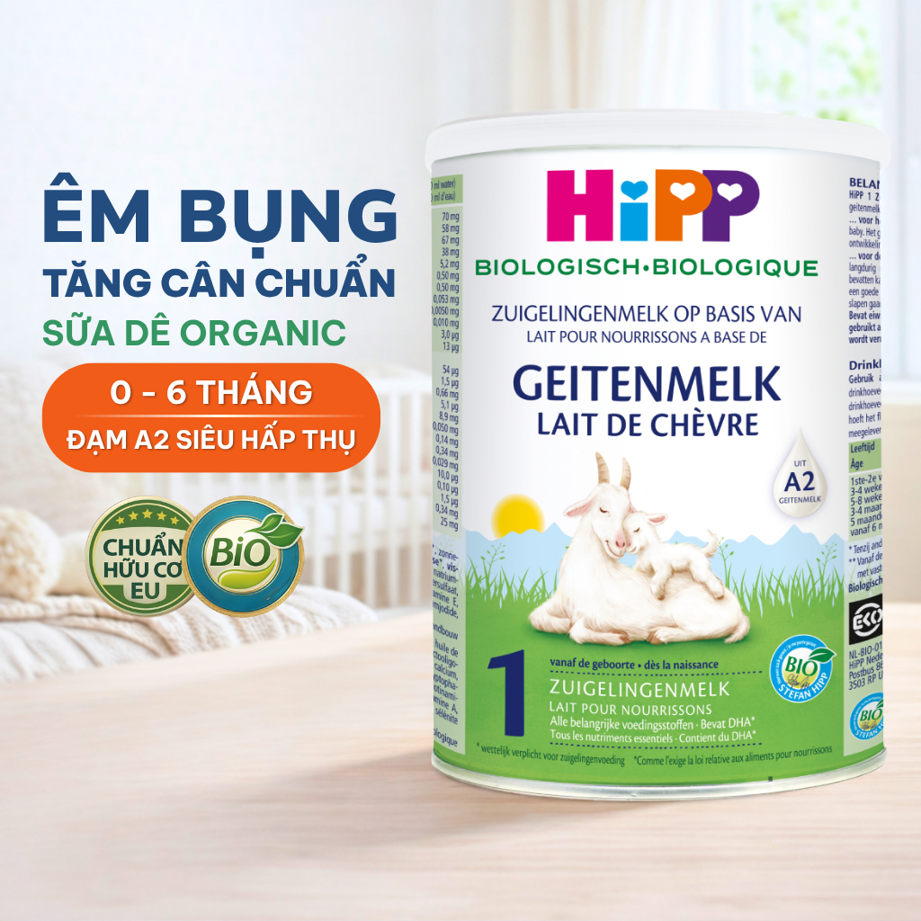 Sữa dê HiPP 1 Organic 400g - Giúp bé phát triển chiều cao, trí não, tăng cường hấp thu
