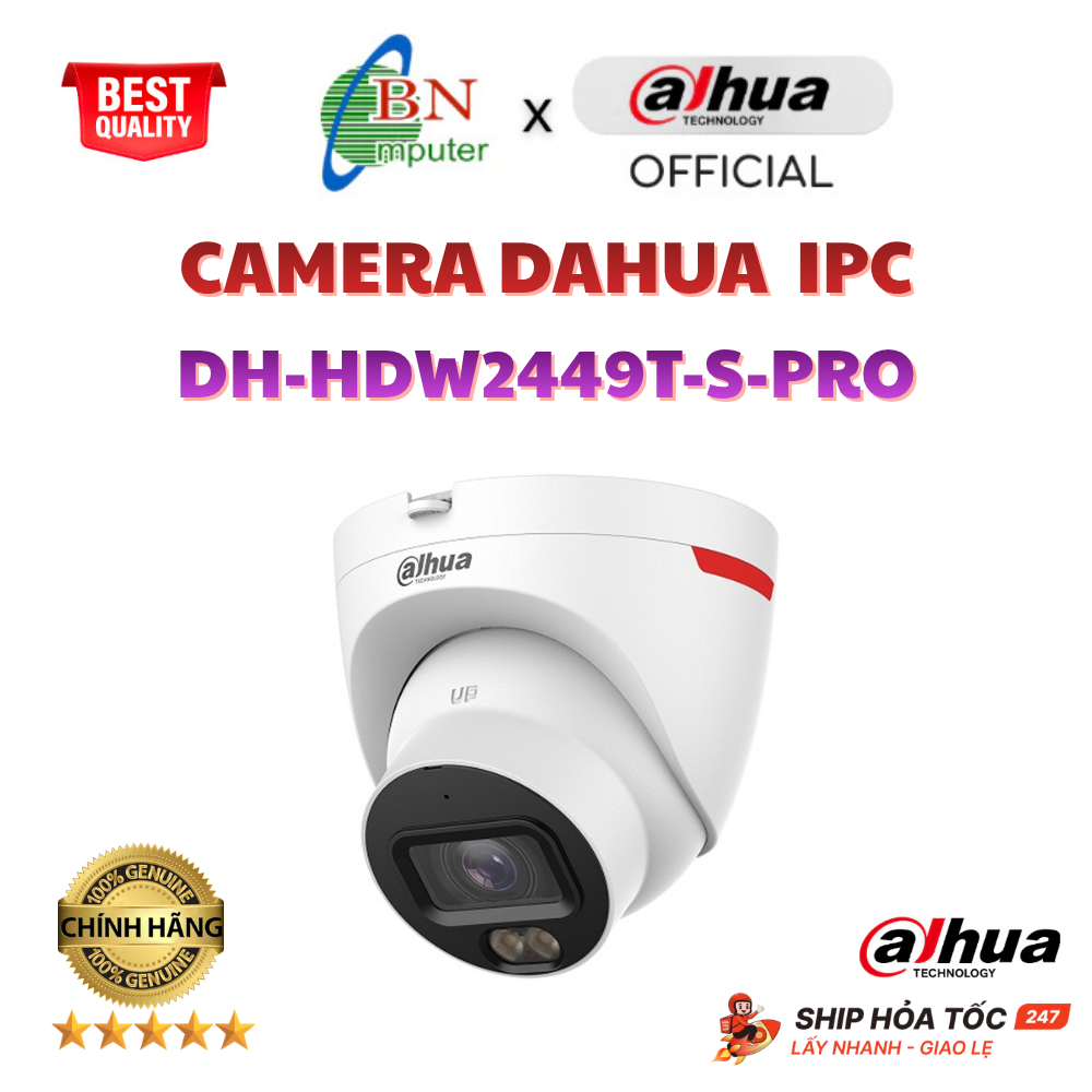 Camera WizColor dòng POE DAHUA DH-IPC-HDW2449T-S-PRO 4MP ĐÊM NHƯ NGÀY, ĐÀM THOẠI 2 CHIỀU
