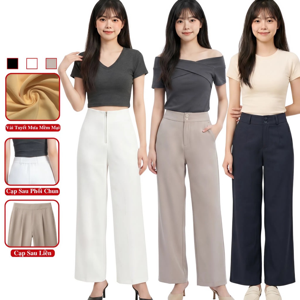 Quần Suông Nữ Ống Rộng Ống Suông MADELA Phong Cách Trẻ Trung. Quần Dài Nữ Ống Suông Thanh Lịch