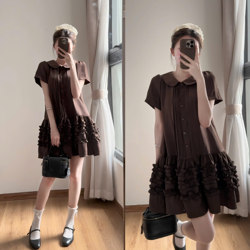 Váy babydoll XIXEOSHOP thắt eo xếp ly chiết eo nhẹ nhàng dáng xòe - V113 | BigBuy360 - bigbuy360.vn