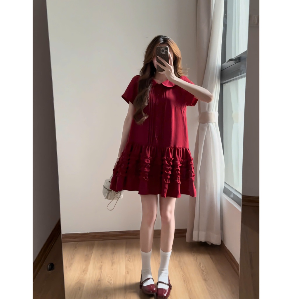 Váy babydoll XIXEOSHOP thắt eo xếp ly chiết eo nhẹ nhàng dáng xòe - V113 | BigBuy360 - bigbuy360.vn