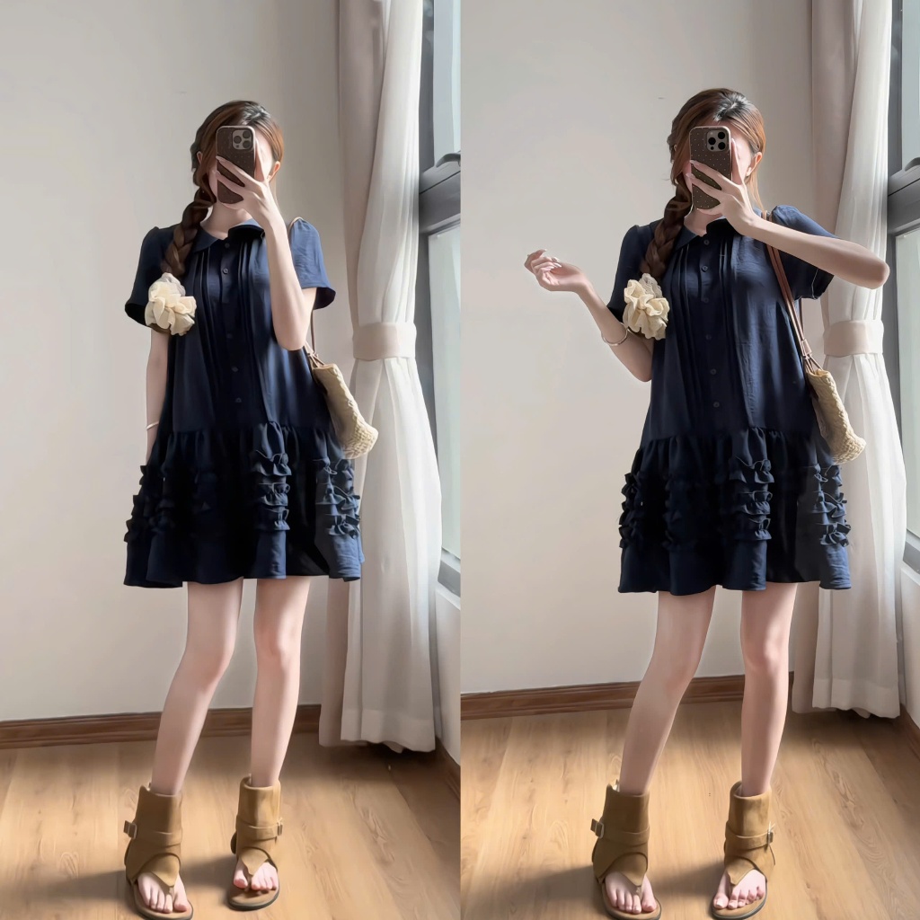 Váy babydoll XIXEOSHOP thắt eo xếp ly chiết eo nhẹ nhàng dáng xòe - V113 | BigBuy360 - bigbuy360.vn