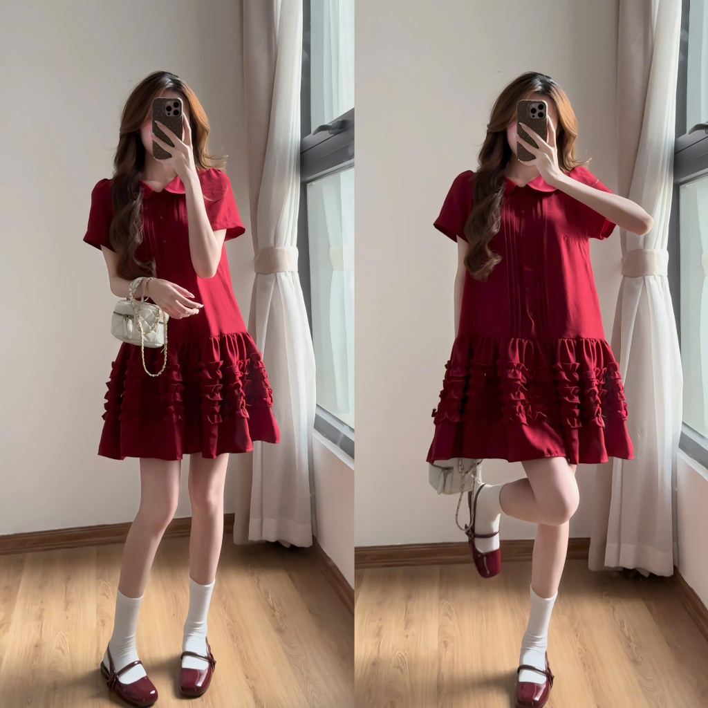 Váy babydoll XIXEOSHOP thắt eo xếp ly chiết eo nhẹ nhàng dáng xòe - V113 | BigBuy360 - bigbuy360.vn
