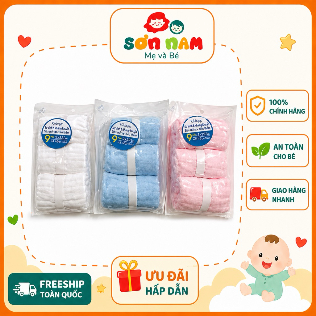 Khăn mặt bông kháng khuẩn L’Ange cho bé