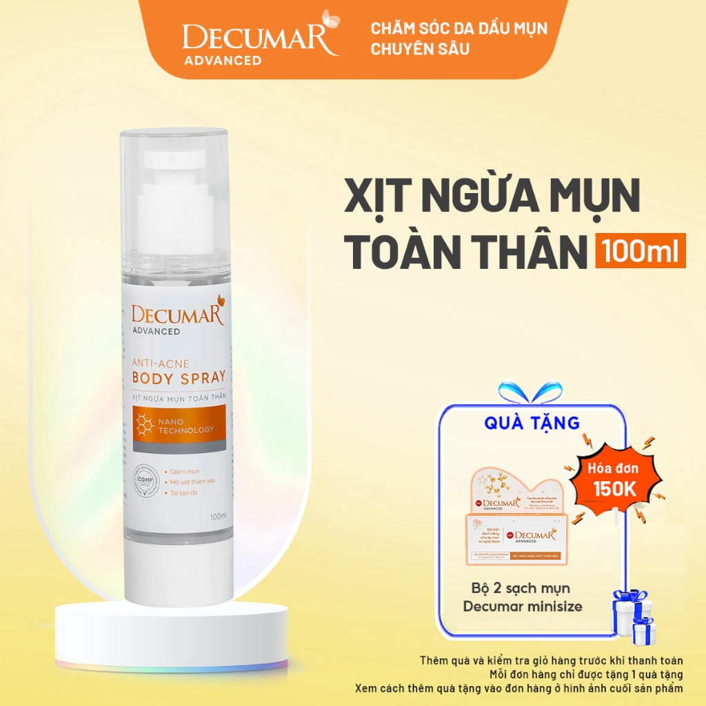 [VHL x Decumar] Xịt ngừa mụn lưng Decumar Advanced 100ml hỗ trợ làm mờ vết thâm, dưỡng ẩm da, XDA02