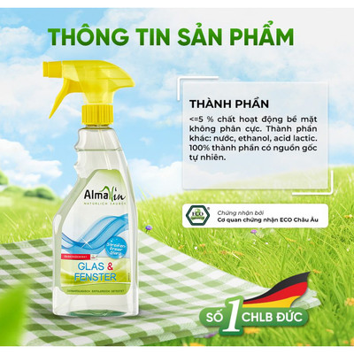 [CHÍNH HÃNG] Nước Lau Kính Almawin Hữu Cơ 500ml HMH.8034500