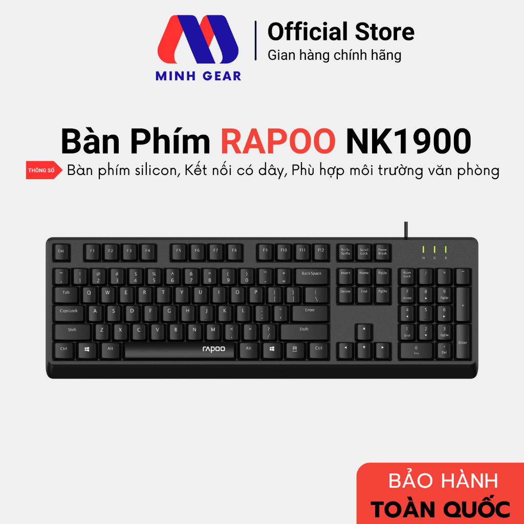 Bàn Phím Văn Phòng RAPOO NK1900 - Hàng Chính Hãng