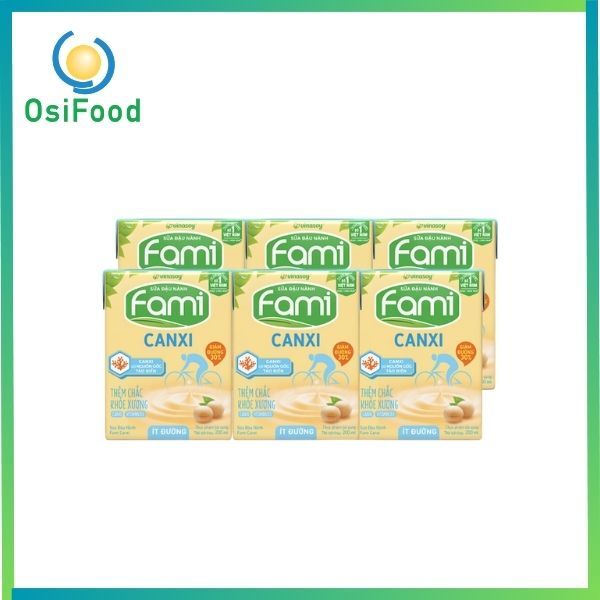 Sữa đậu nành Fami ít đường hộp 6x200ml