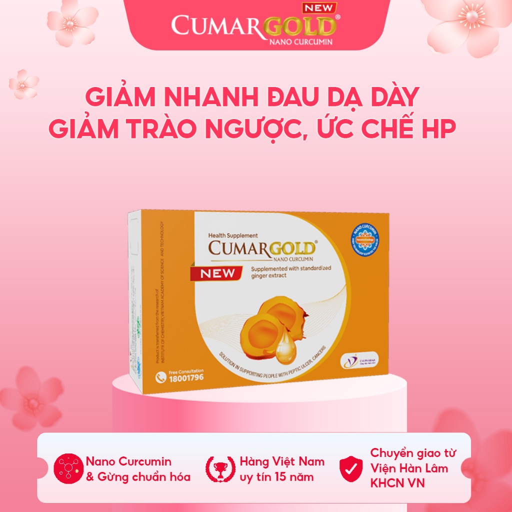 Viên Dạ Dày CumarGold New 30 Viên Hỗ Trợ Giảm Đau Dạ Dày, Trào Ngược Từ Nano Curcumin - CMG01