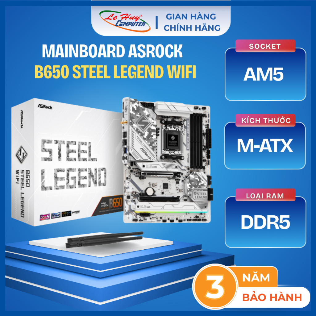 MainBoard AMD ASROCK B650 STEEL LEGEND WIFI (AM5, DDR5) - Hàng Chính Hãng