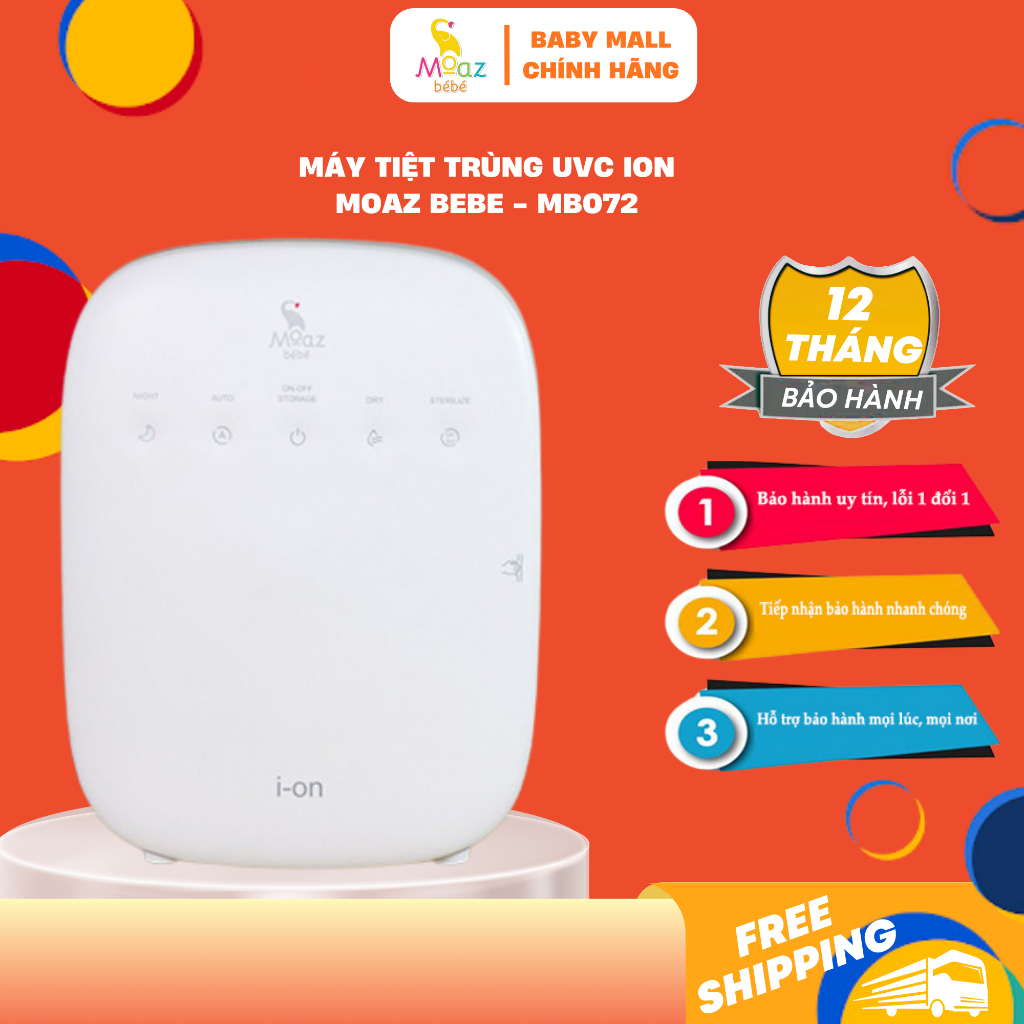 Máy tiệt trùng, sấy khô bình sữa công nghệ UVC ION Moaz bebe MB072 16L - MB113 23L bảo hành 12 tháng