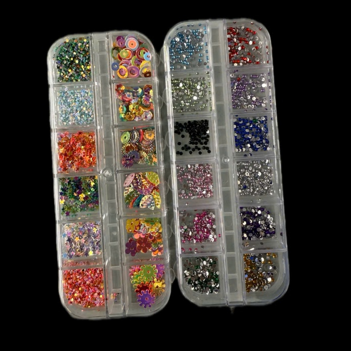 Bộ Hoa, Bộ Đá Làm Nail Khay 12 Màu