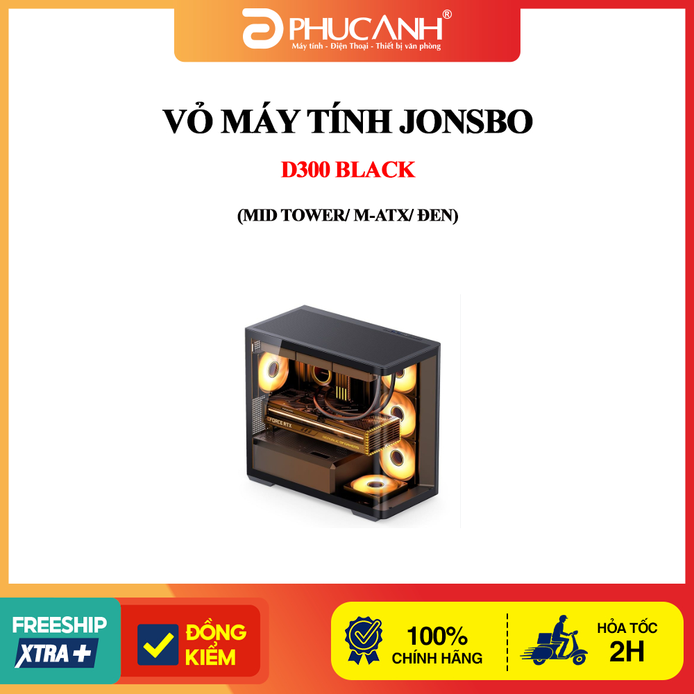 Vỏ máy tính JONSBO D300 Black (Mid Tower/ M-ATX/ Đen)