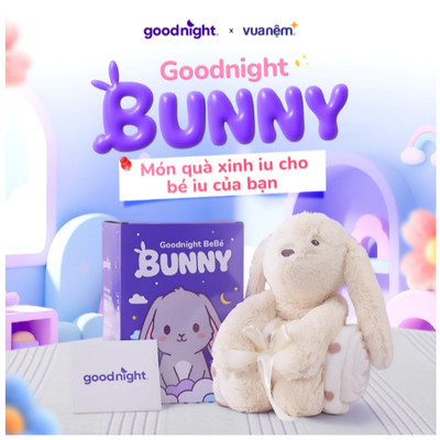 [QUÀ TẶNG] Chăn bé đi học Goodnight Bunny - Set gấu bông kèm chăn cao cấp