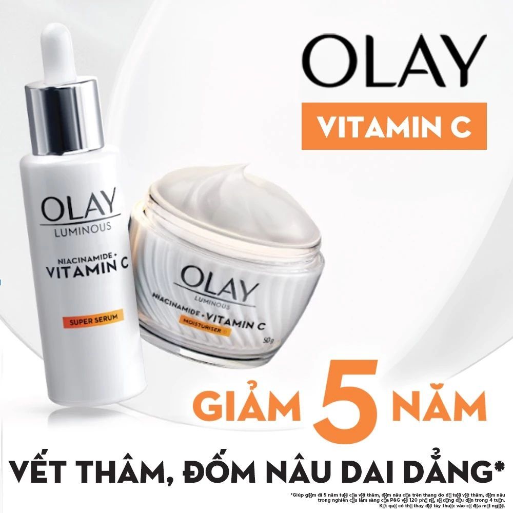 Ảnh 37 của Kem dưỡng ẩm, Serum OLAY LUMINOUS NIACINAMIDE + VITAMIN C mờ vết thâm, đốm nâu, sáng da 50g.