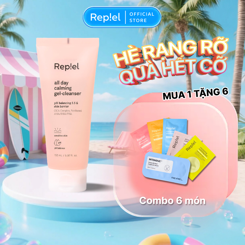 Gel rửa mặt dịu nhẹ, lành tính cho da nhạy cảm ALL DAY CALMING GEL-CLEANSER 150ml REPIEL
