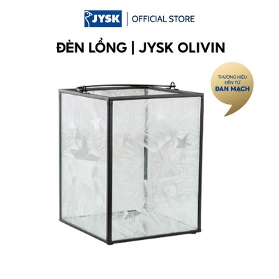 Đèn lồng | JYSK OLIVIN | thủy tinh/thép | đen/trắng | R13xD13xC18cm