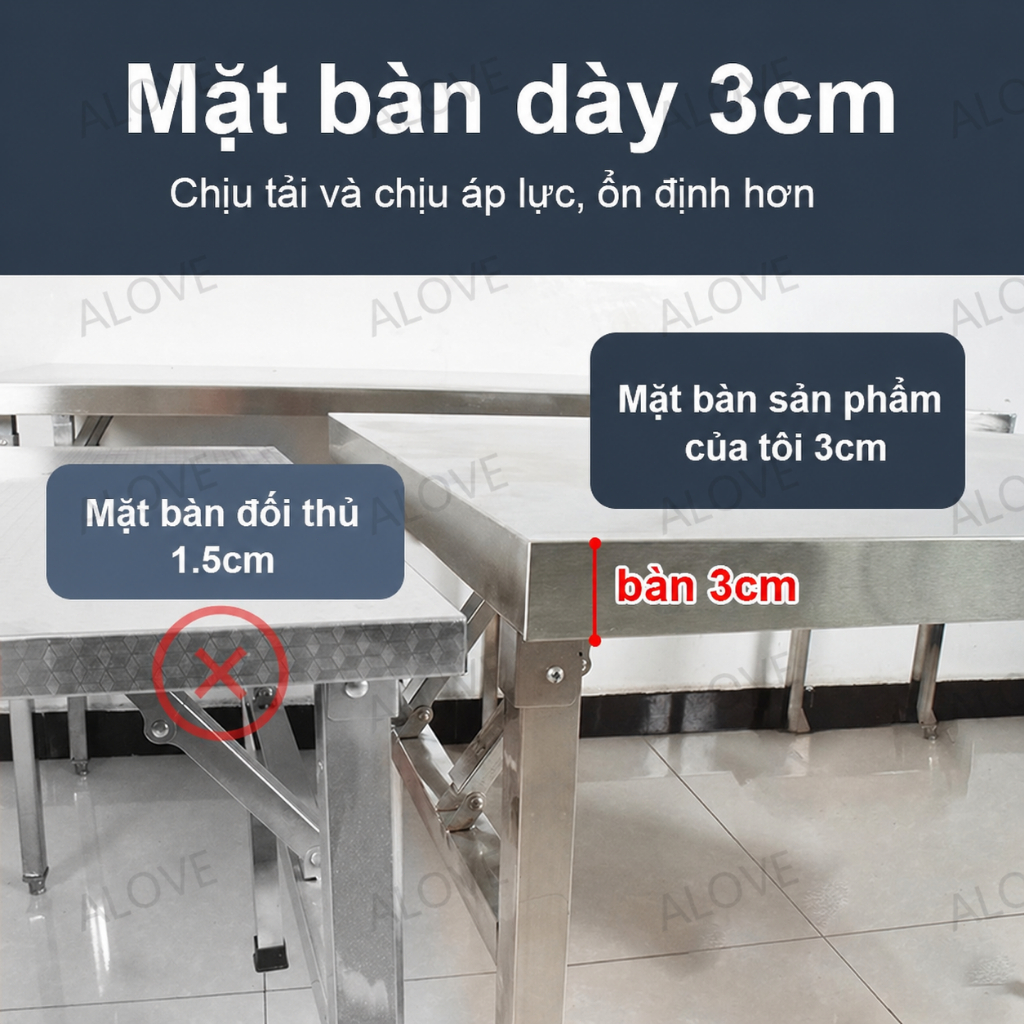 ALOVE Bàn Gấp Inox Chống Gỉ Đa Năng Phù Hợp Cho Văn Phòng Nhà Bếp Ngoài Trời Chất Liệu Hợp Kim Titan | BigBuy360 - bigbuy360.vn