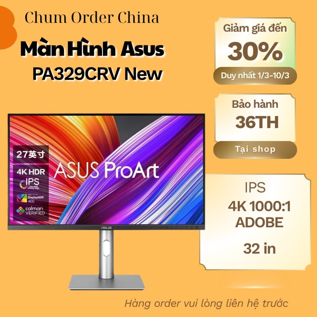 Màn hình Asus PA329CRV 4k 60hz tỉ lệ màn hình 1000:1 HDR400