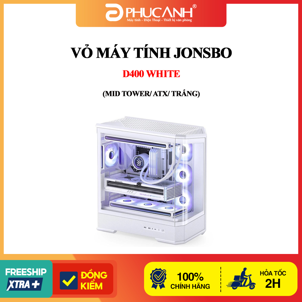 Vỏ máy tính JONSBO D400 White (Mid Tower/ ATX/ Trắng)