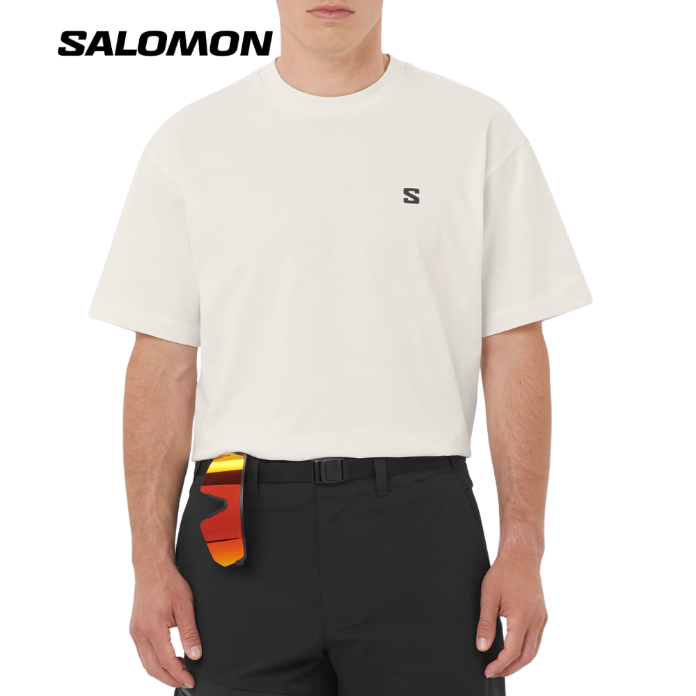 Salomon Men's Short Sleeve T-Shirt Round Logo Graphic Áo Thun Thể Thao Nam Whisper White LC2832500