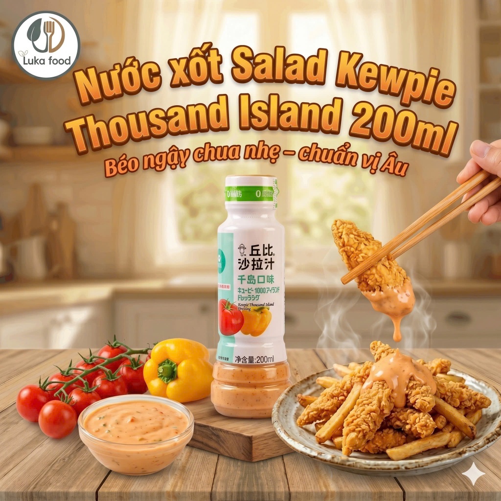Sốt Salad Kewpie Thousand Island 200ml - Bí Quyết Chấm Gà Rán & Trộn Salad Ngon Như Nhà Hàng