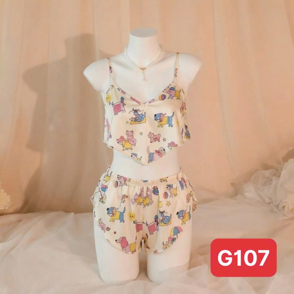 Bộ Ngủ 2 Dây Croptop G1 Kim Thanh - Lụa Latin Họa Tiết Tranh Cổ Điển Đen Trắng Sang Trọng Size 40-72kg | BigBuy360 - bigbuy360.vn