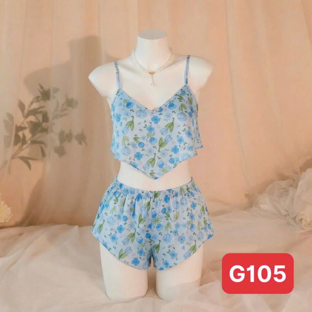 Bộ Ngủ 2 Dây Croptop G1 Kim Thanh - Lụa Latin Họa Tiết Tranh Cổ Điển Đen Trắng Sang Trọng Size 40-72kg | BigBuy360 - bigbuy360.vn