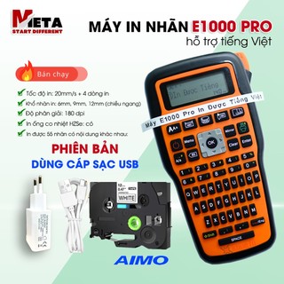 Máy in nhãn cầm tay E1000 PRO Cổng Sạc 𝐔𝐒𝐁 𝐓𝐲𝐩𝐞-𝐂 I Bản Tiếng Việt I Tặng 1 cuộn nhãn 12mm