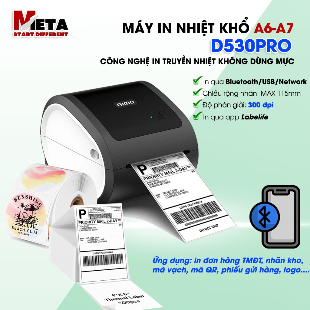 Máy In Nhãn D530 PRO - In Đơn Sàn TMDT Từ Điện Thoại, Máy Tính Bảng Hoặc Từ Máy Tính