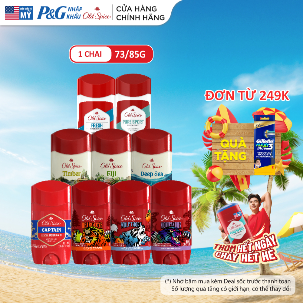Sáp Khử Mùi & Ngăn tiết Mồ hôi OLD SPICE 73g/85g, dưỡng da săn mịn, nhiều mùi hương (Sáp trắng) - Mỹ