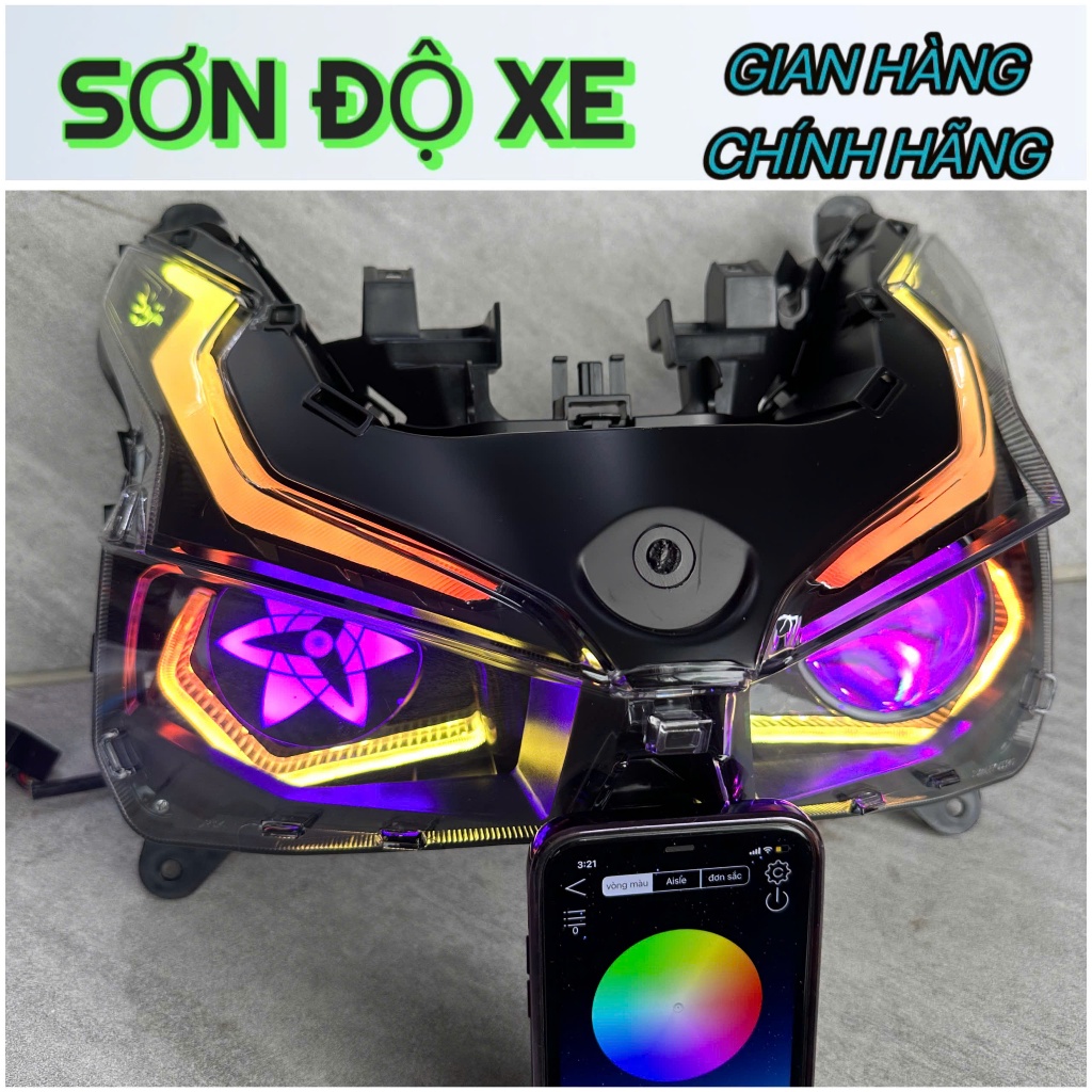 Bộ Pha Đèn Ab125-150 Độ Sẵn Bi Cầu E11+( VÒNG XOAY) Đổi hiệu ứng + Mý Audi Led Đổi Màu Qua App