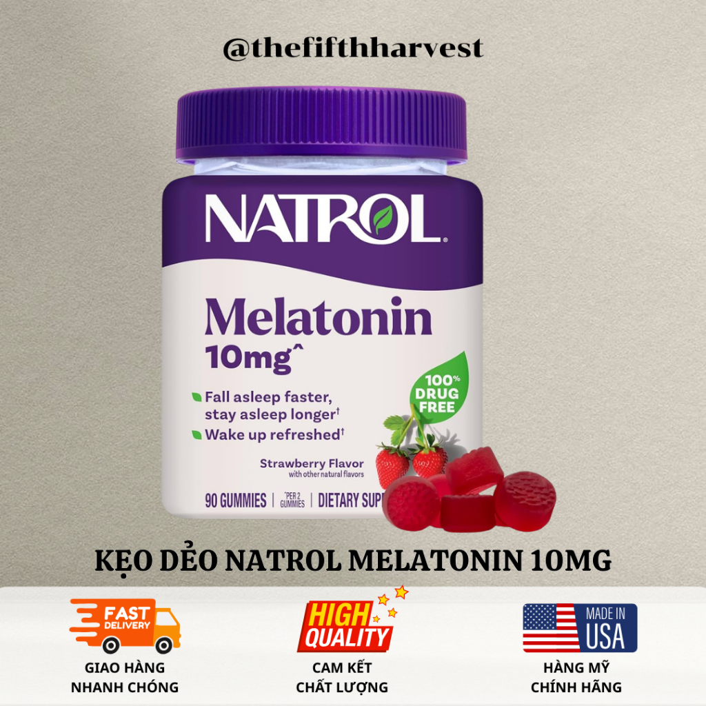 [HÀNG MỸ] Kẹo dẻo ngủ Natrol Melatonin 10mg
