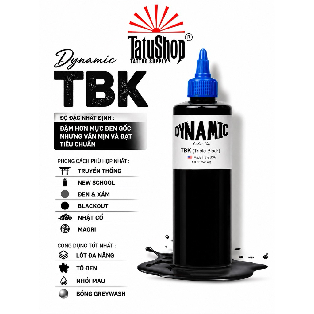 Mực xăm siêu đen Dynamic Triple Black TBK - DATE 7/2028