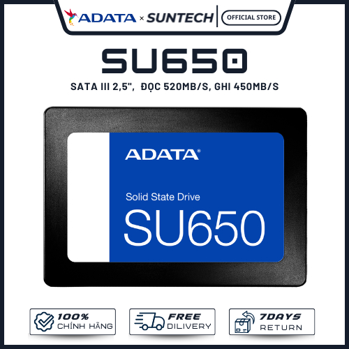 Ổ Cứng SSD ADATA SU650 - Công Nghệ 3D NAND, Tốc Độ Vượt Trội, Bền Bỉ & Đáng Tin Cậy