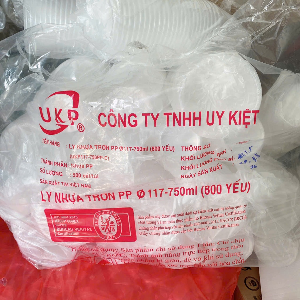 SỈ 500 Ly Nhựa PP 800ml YẾU Đựng Cafe, Trà Sữa, Nước Mía, Nước Dừa, Trà Tắc