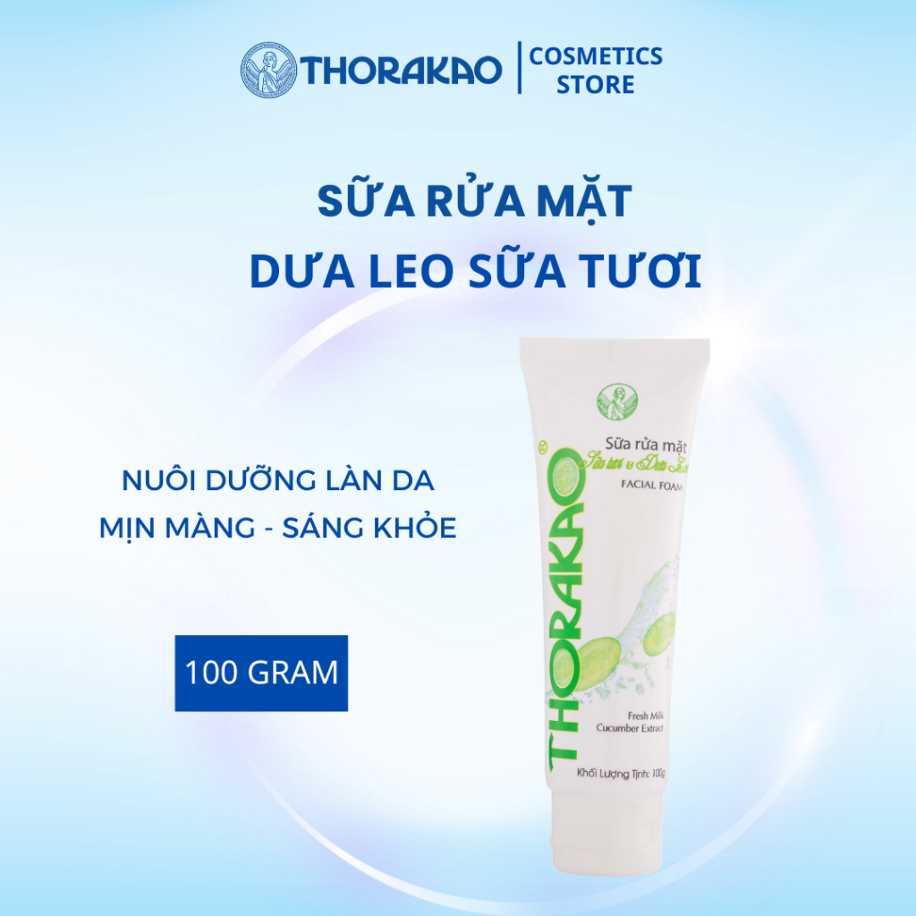 Sữa Rửa Mặt Dưa Leo Sữa Tươi Thorakao Chính Hãng Hỗ Trợ Kiềm Dầu, Làm Sạch Sâu, Da Sáng Mịn 100GR