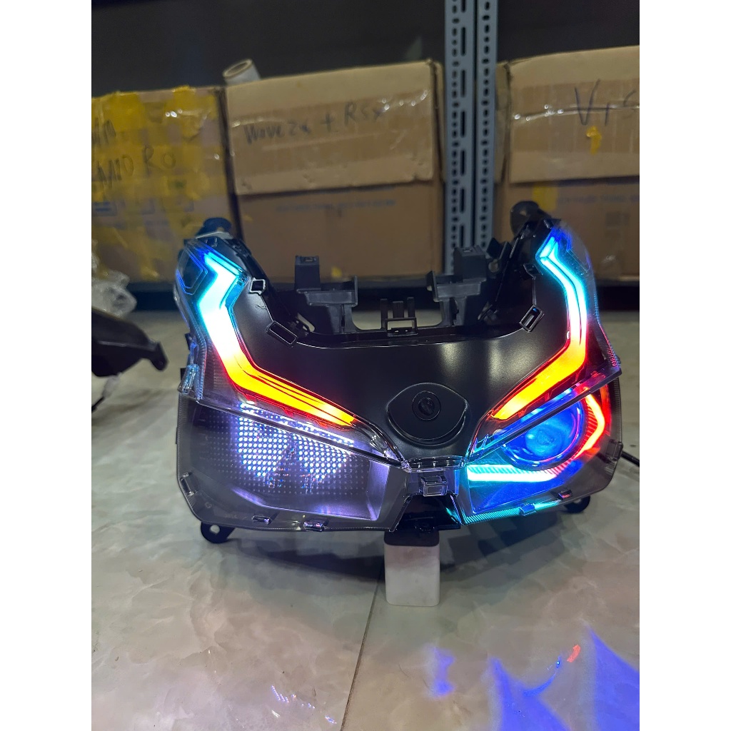 Bộ Pha Đèn Ab125-150 Độ Sẵn Bi Cầu E11+( BẢNG LED ) Đổi hiệu ứng + Mý Audi Led Đổi Màu Qua App Lắp đ