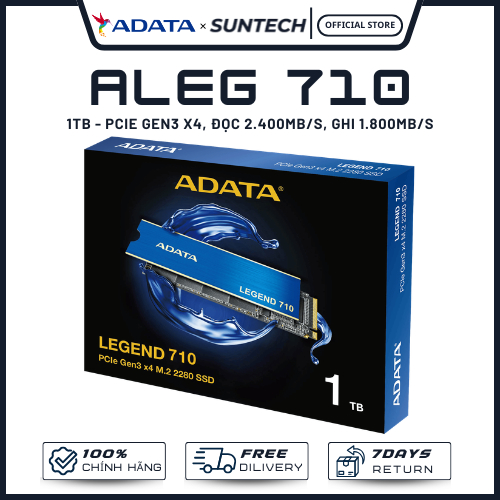 Ổ Cứng SSD ADATA LEGEND 710 1TB M.2 NVMe PCIe Gen3 x4 - Dung Lượng Cực Khủng, Tốc Độ 2400MB/s, Tản N