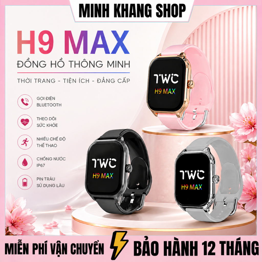 Đồng hồ thông minh H9 MAX / T2 PRO / T800 MAX - Màn hình cảm ứng toàn diện 1,52 inch, gọi Bluetooth,