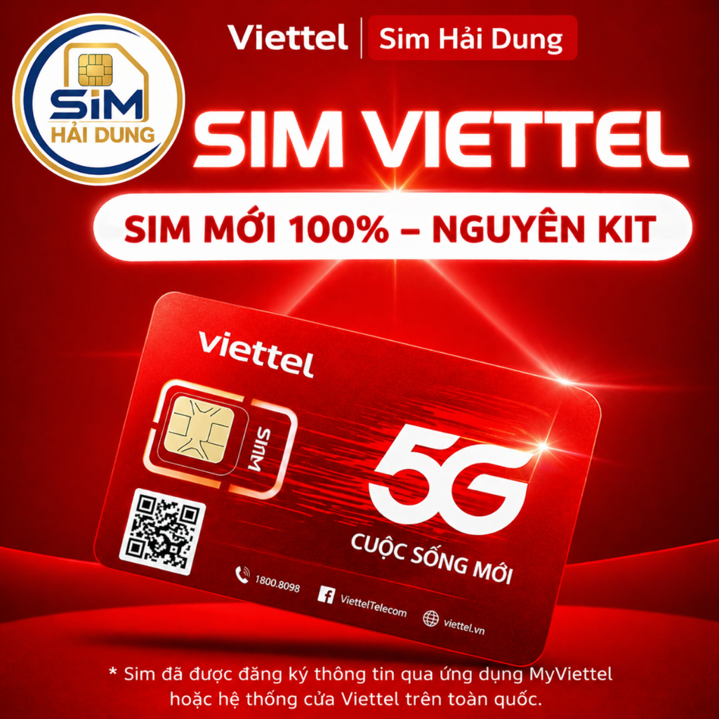 Sim Viettel trả trước nguyên kít tự đăng ký chính chủ và chọn gói MX100 MXH120 MXH150 12T5G125 500GB