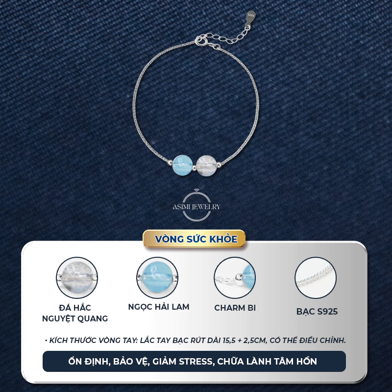 Lắc tay bạc Ý Đôi Đá Năng Lượng Duo Gem Soul LT55 4