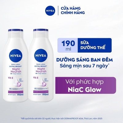 Bộ 02 Sữa Dưỡng Thể NIVEA Dưỡng Sáng & Phục Hồi Da Ban Ngày/Ban Đêm/ Kem body (190ml x2) - 98925x2 / 99562x2